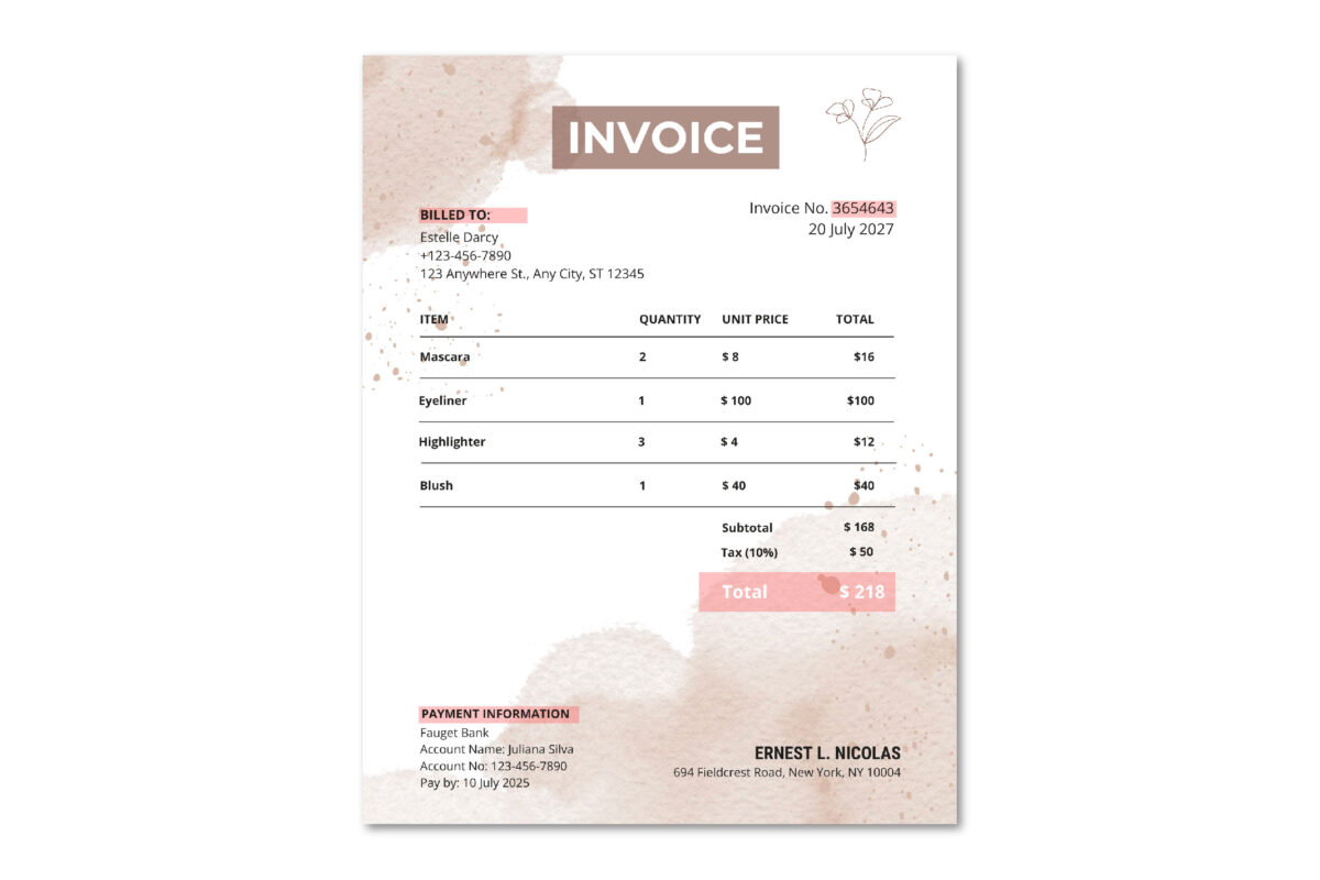 Modern Minimalist Invoice Template – Editable Business Invoice for Small Businesses, Boho Style Client Billing, Service Invoice with Commercial Use - Image 5