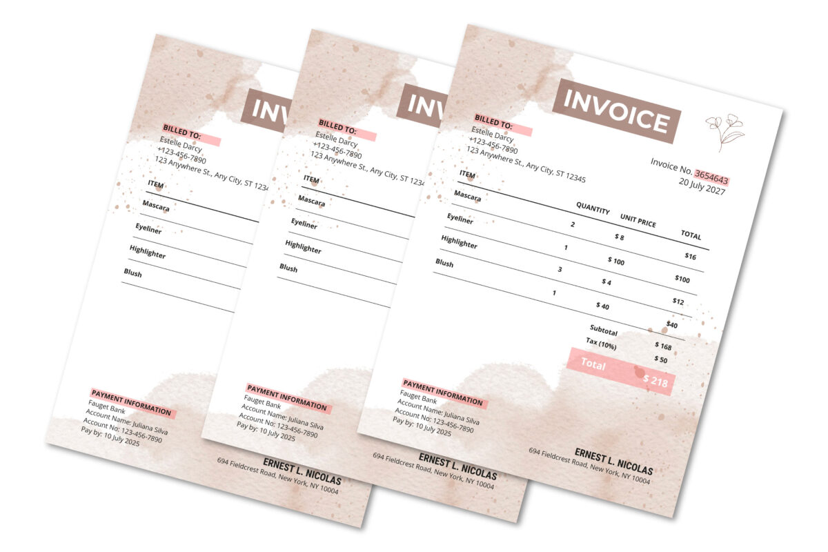 Modern Minimalist Invoice Template – Editable Business Invoice for Small Businesses, Boho Style Client Billing, Service Invoice with Commercial Use