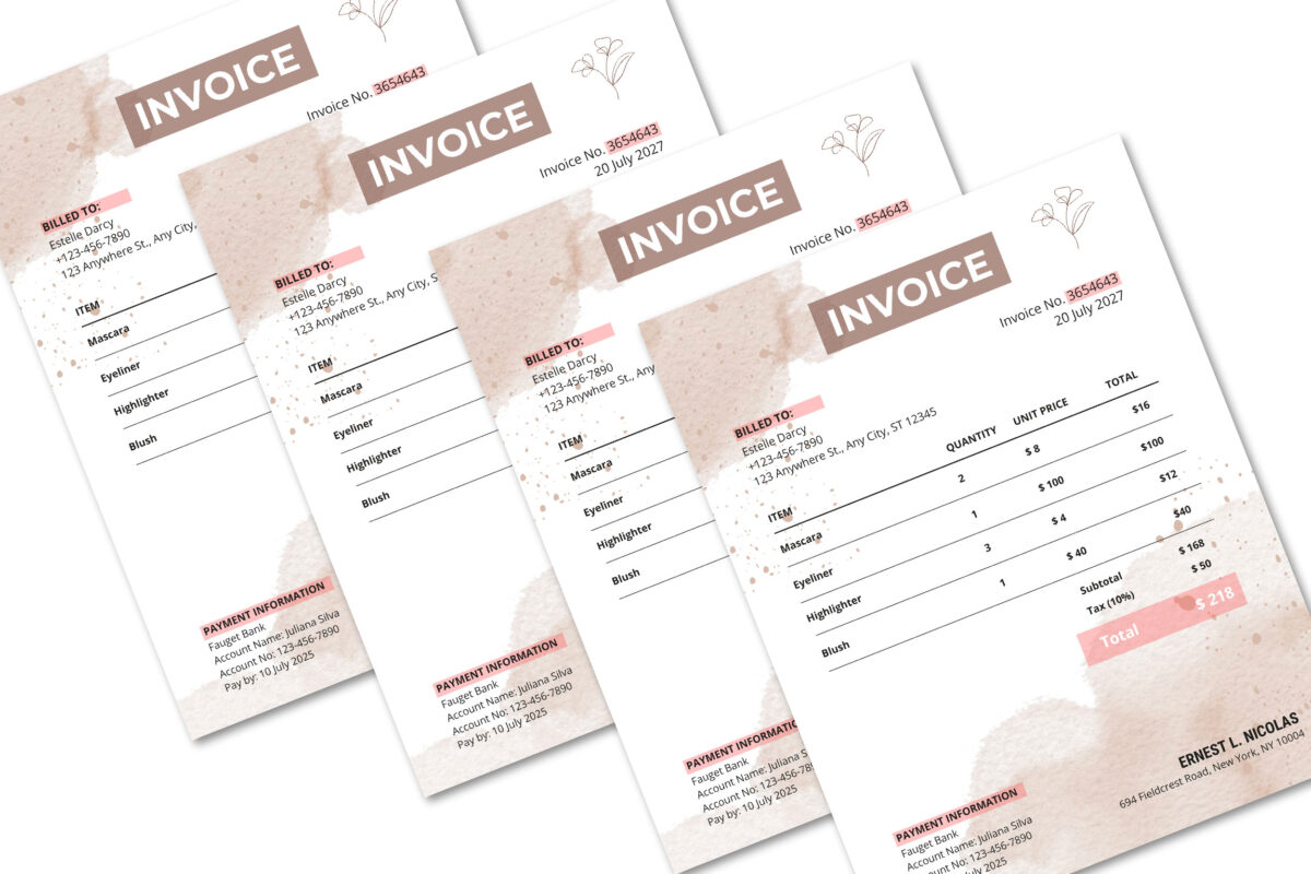 Modern Minimalist Invoice Template – Editable Business Invoice for Small Businesses, Boho Style Client Billing, Service Invoice with Commercial Use - Image 2