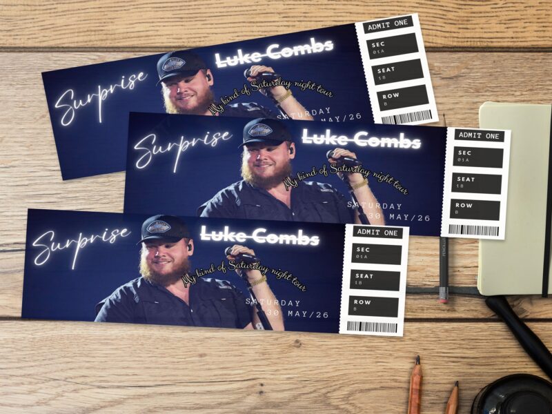 Home Editable Luke Combs Tour Ticket, Tour Ticket, Luke Combs My Kinda Saturday Night Tour, Canva Template, Surprise Gift, Concert ticket