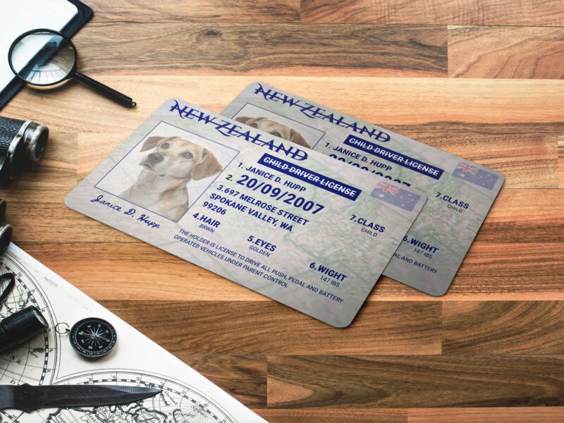 Customizable New Zealand Driver License For Kids, Information Card in Free Edit in Canva.